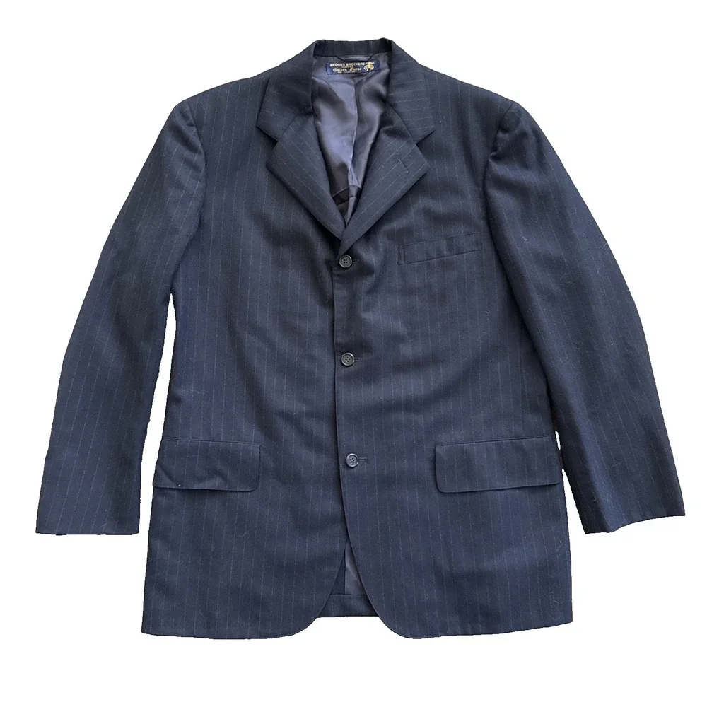 Brooks Brothers Golden Fleece 3-piece Suit Men 41R 32x29 Navy Pinstripe